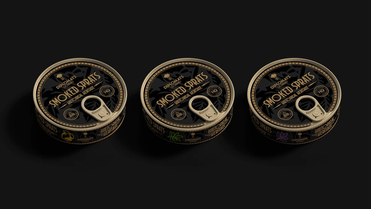 Diplomats Gourmet Smoked Sprats. Histoical Heritage. — packaging, image 2