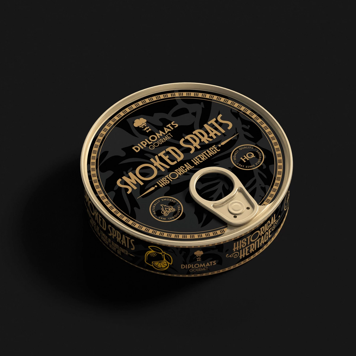 Diplomats Gourmet Smoked Sprats. Histoical Heritage. — packaging, image 3