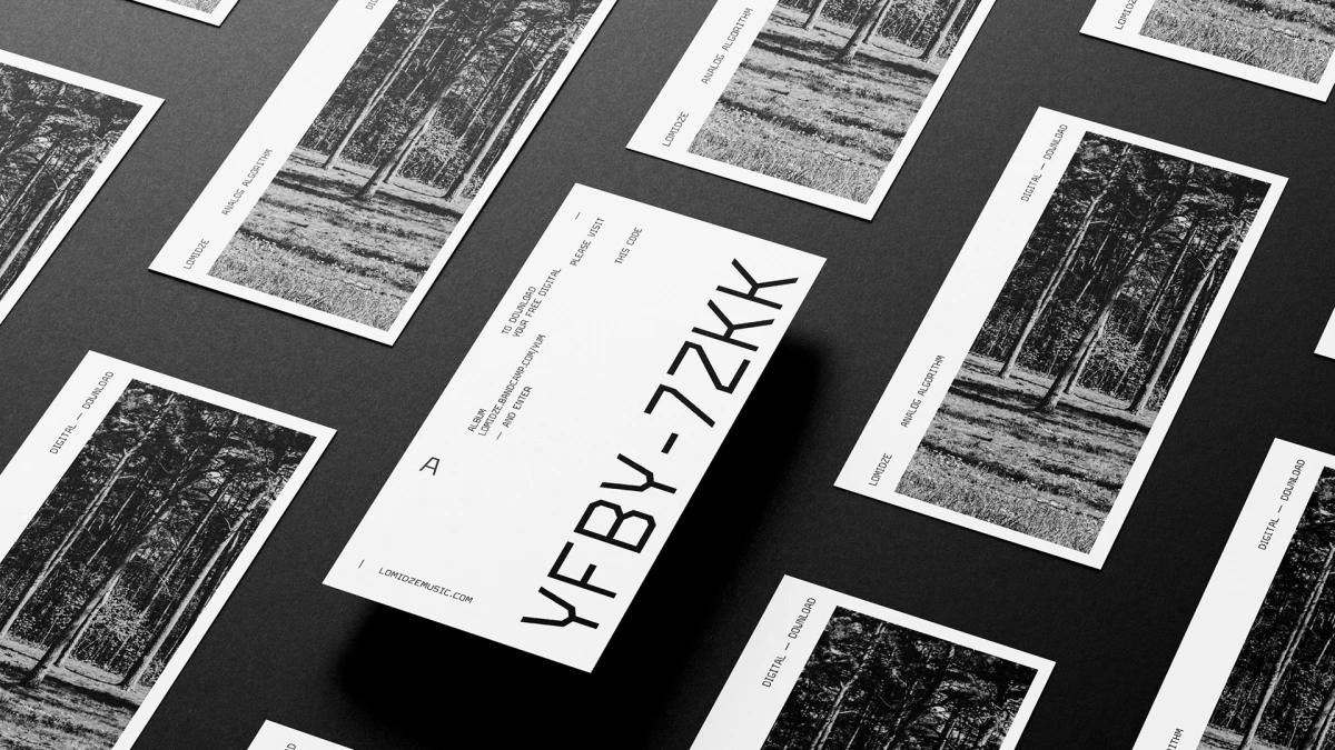 Download cards with forest photos scattered diagonally, angled close view