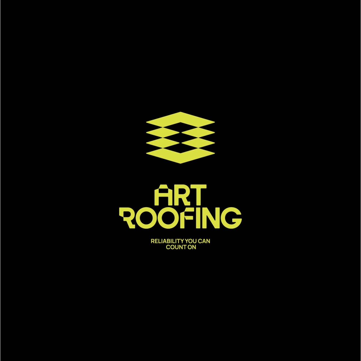 Art Roofing logo in yellow on black background