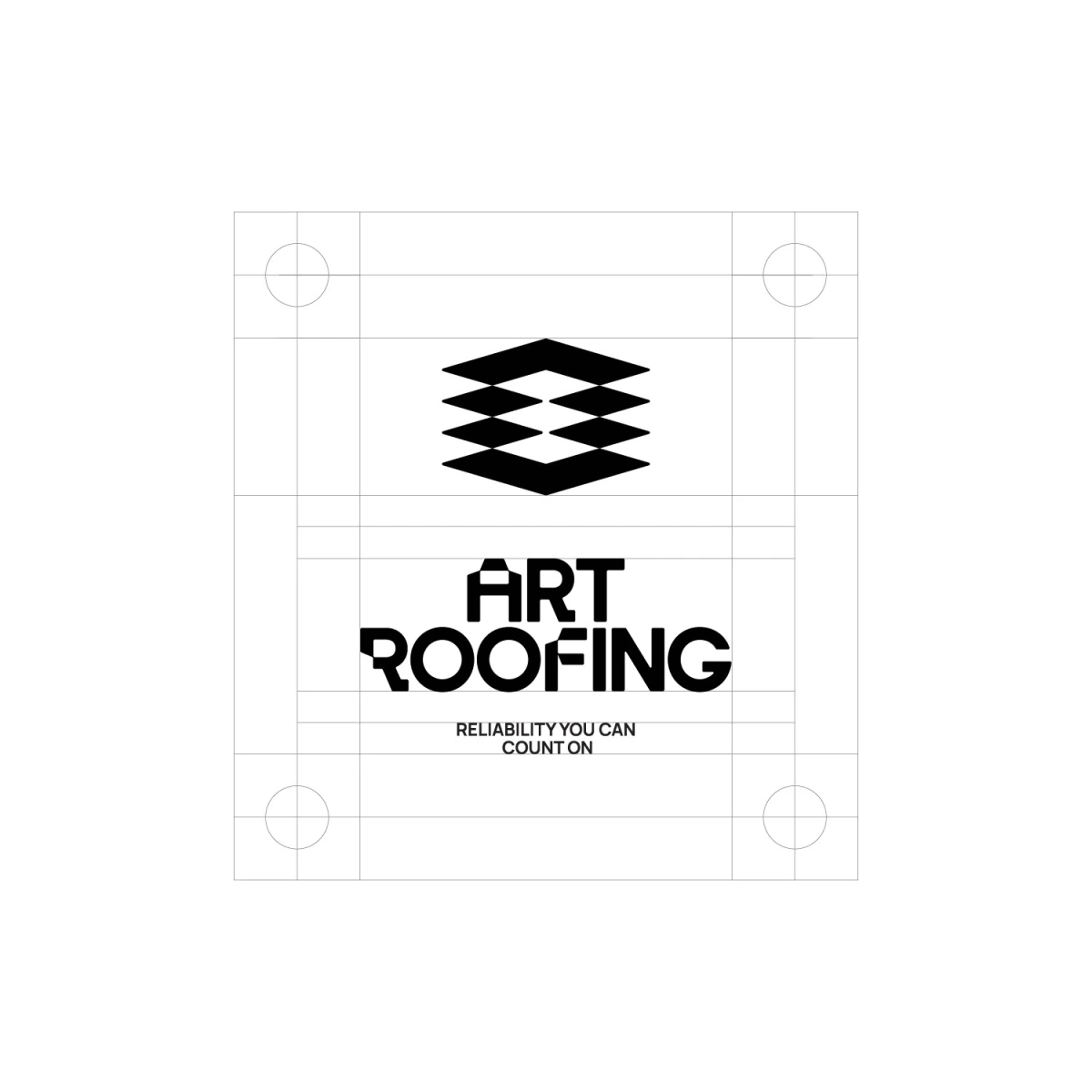 Art Roofing logo construction grid in square format