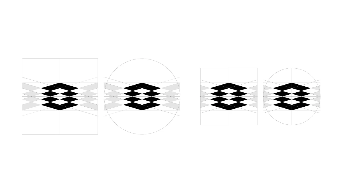 Art Roofing diamond icon geometric construction, four versions