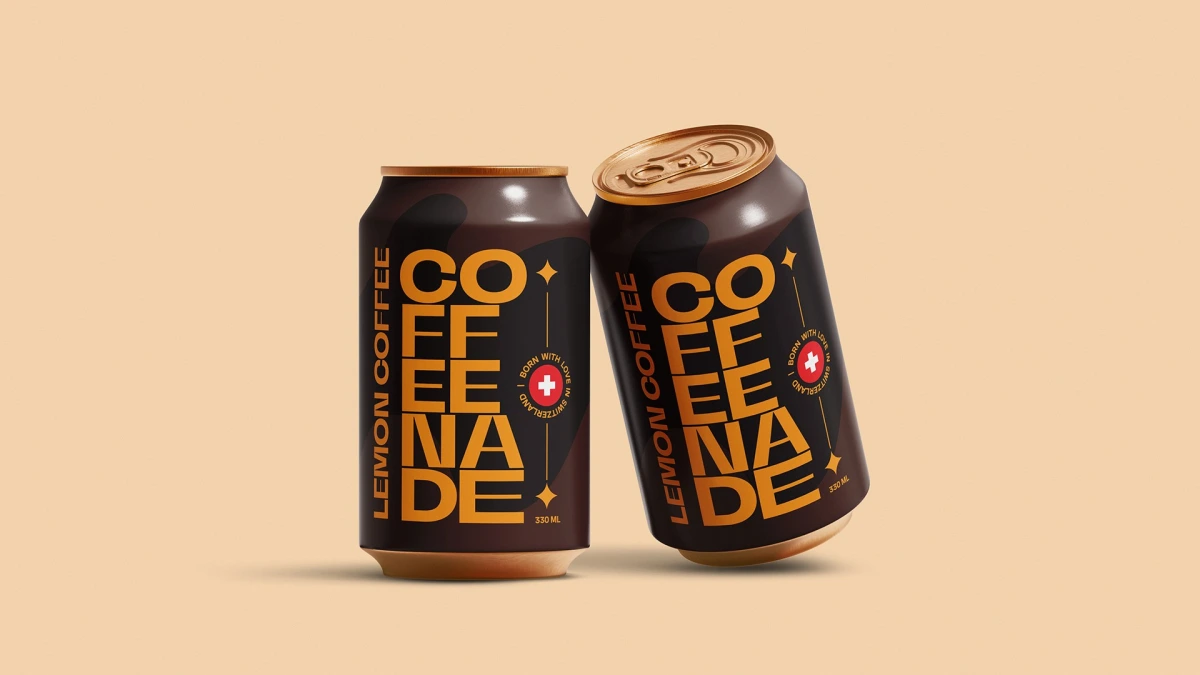 Two Coffeenade Lemon Coffee cans, one with an open ring-pull lid