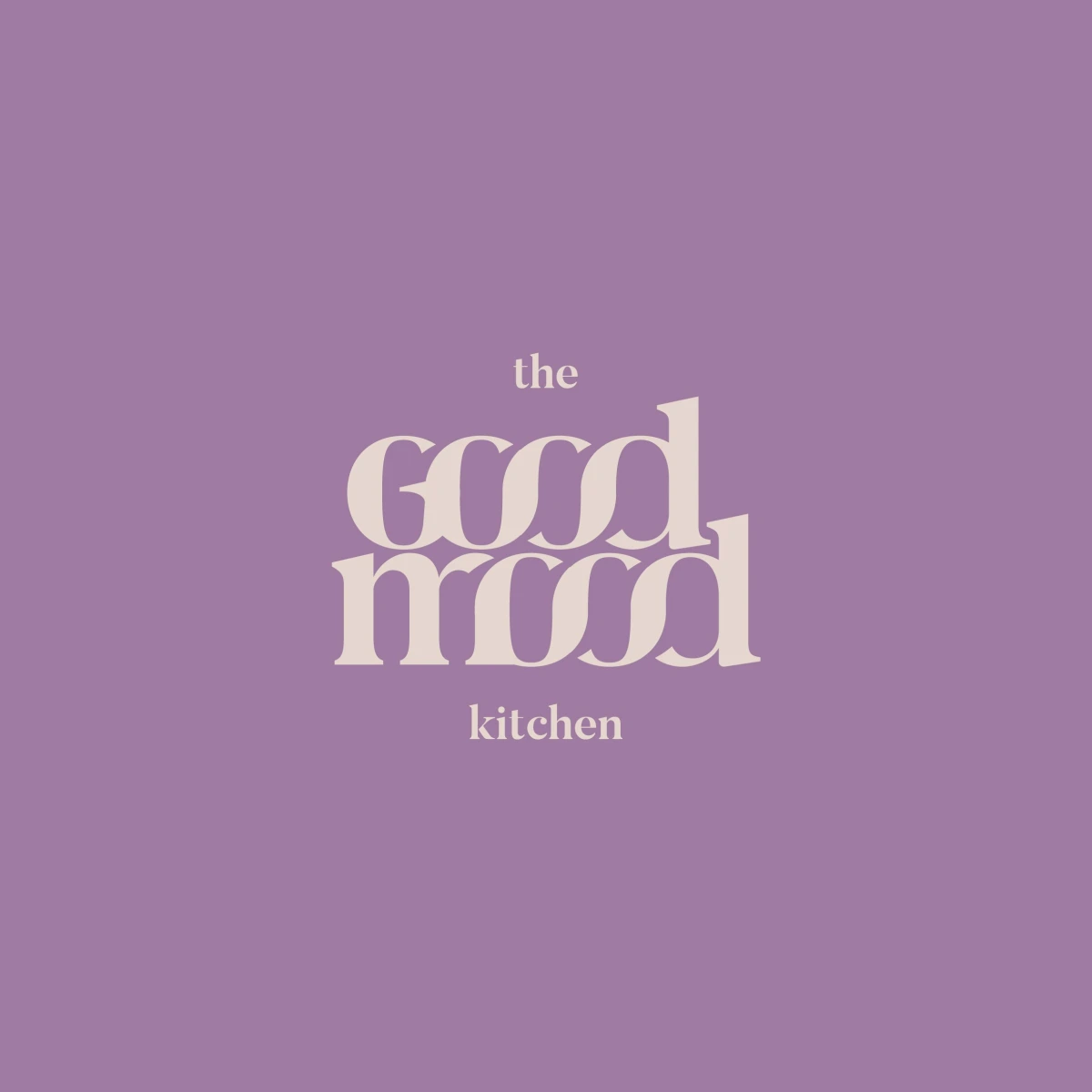 The Good Mood Kitchen logo lockup on muted purple background