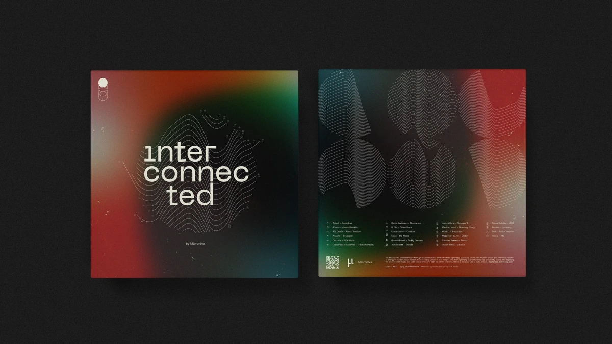 Interconnected album front and back cover artwork with waveform line pattern