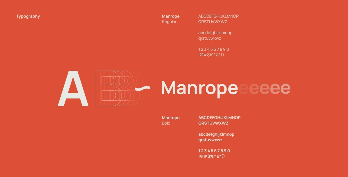 Shine Manrope typeface specimen on orange background