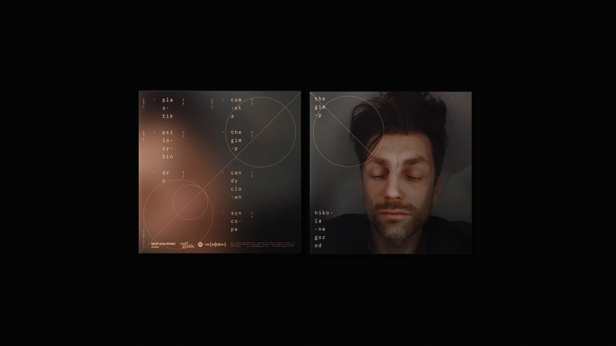 The Gimp album tracklist spread beside Nikola Negorod cover portrait