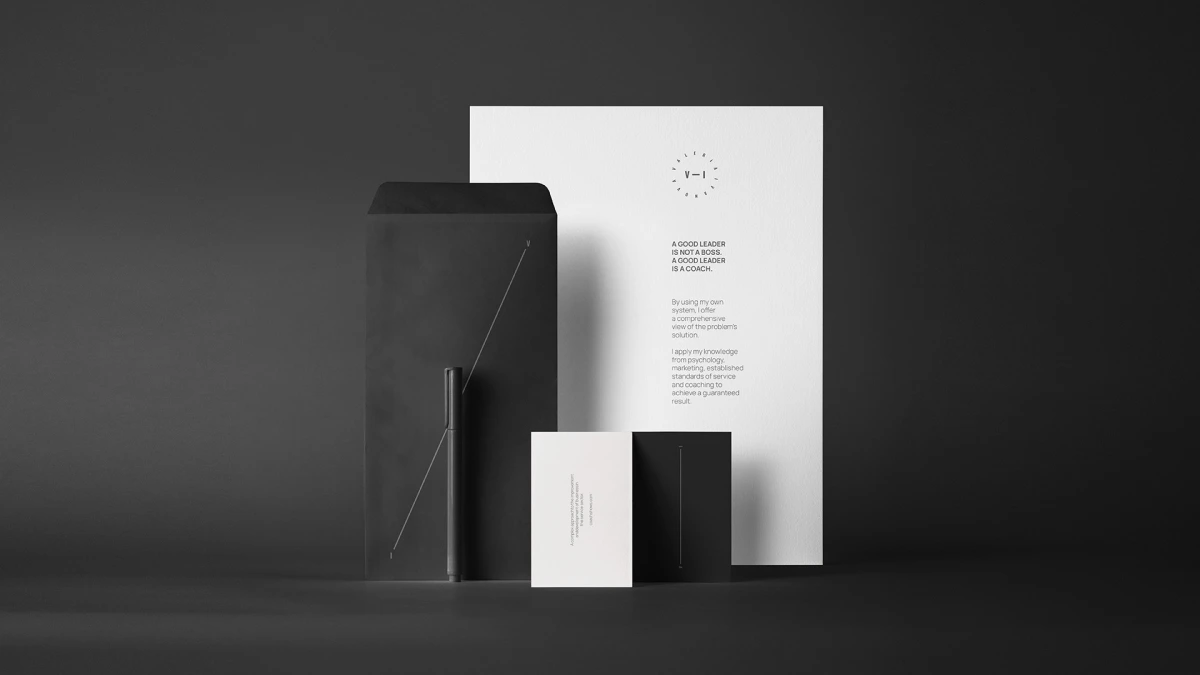 Valeria Ivanova black envelope and white poster brand mockup